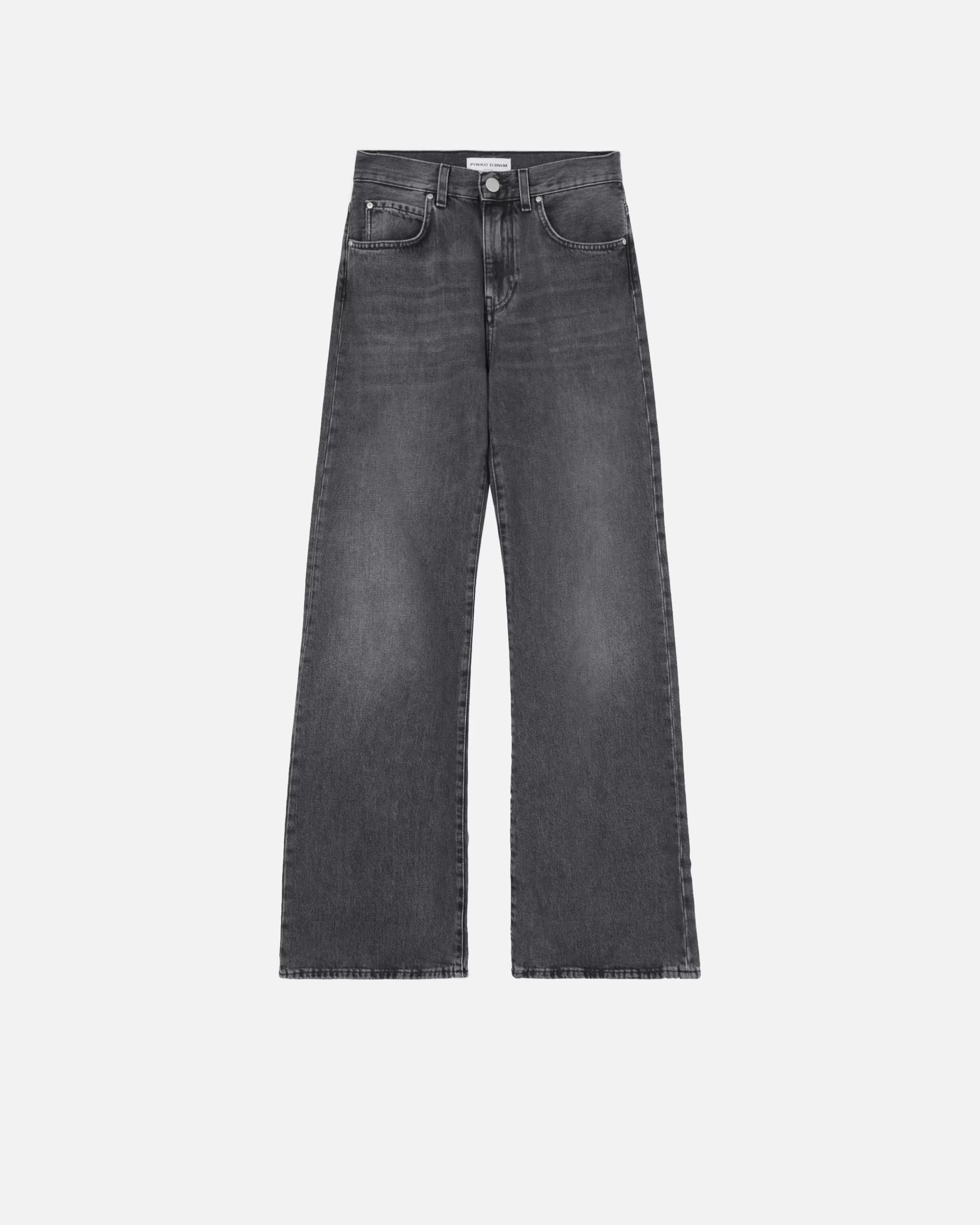 PINKO Wide-leg grey vintage denim jeans