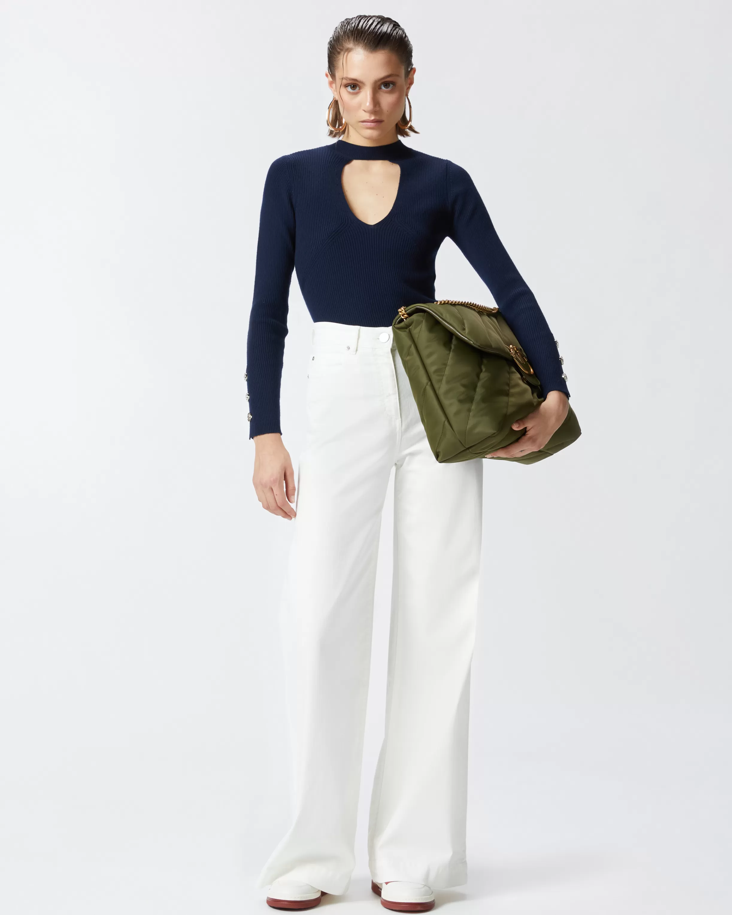 PINKO Wide-leg trousers in dyed twill