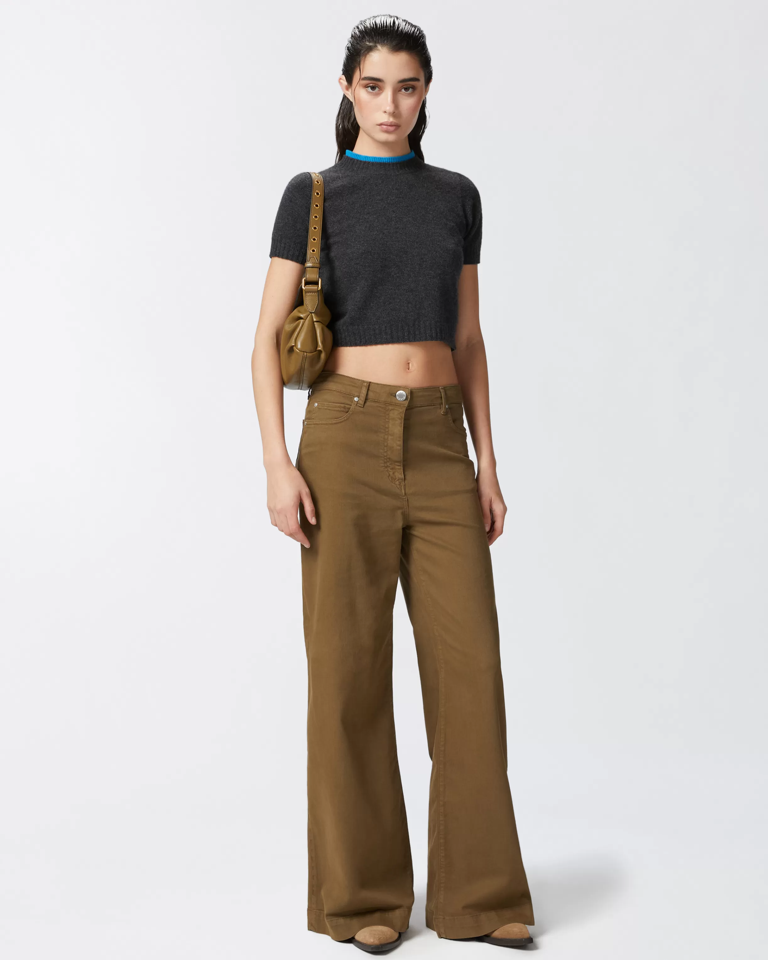 PINKO Wide-leg trousers in dyed twill