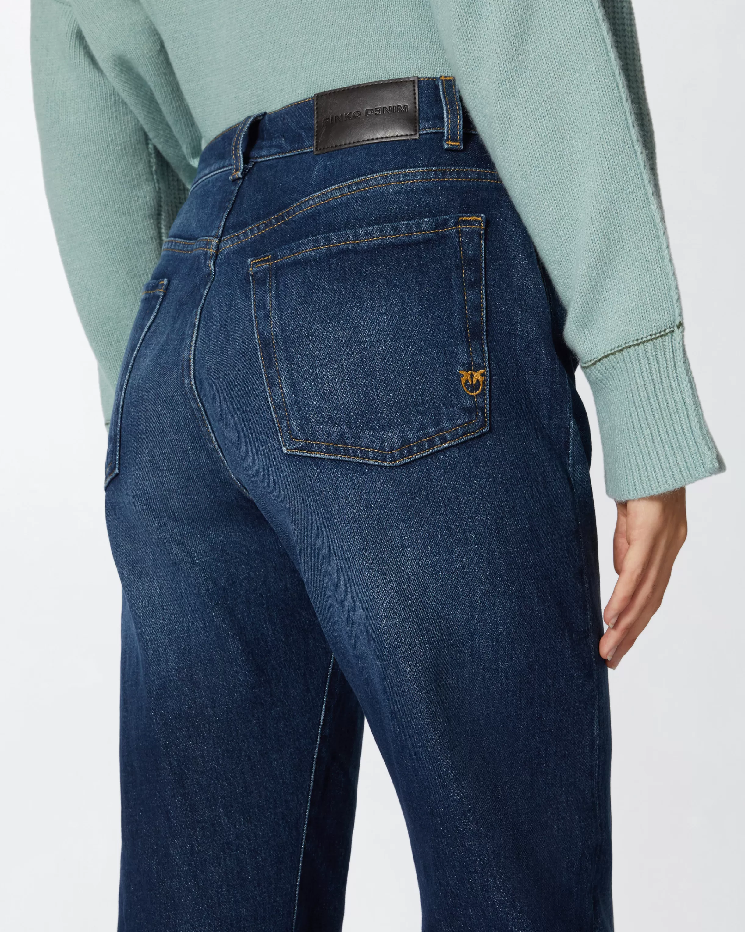PINKO Wide-leg vintage blue denim jeans
