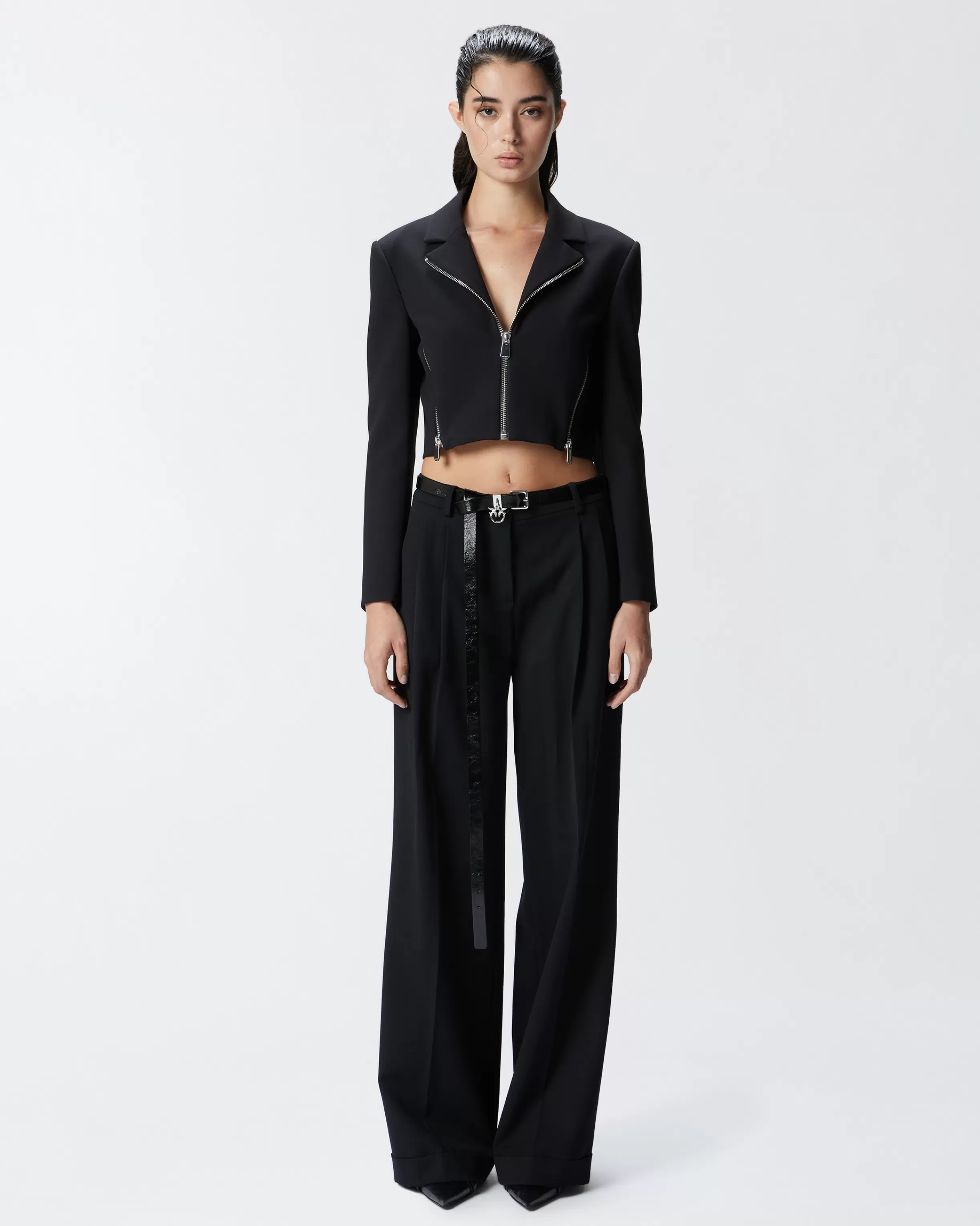 PINKO Wide-leg wool twill trousers with darts