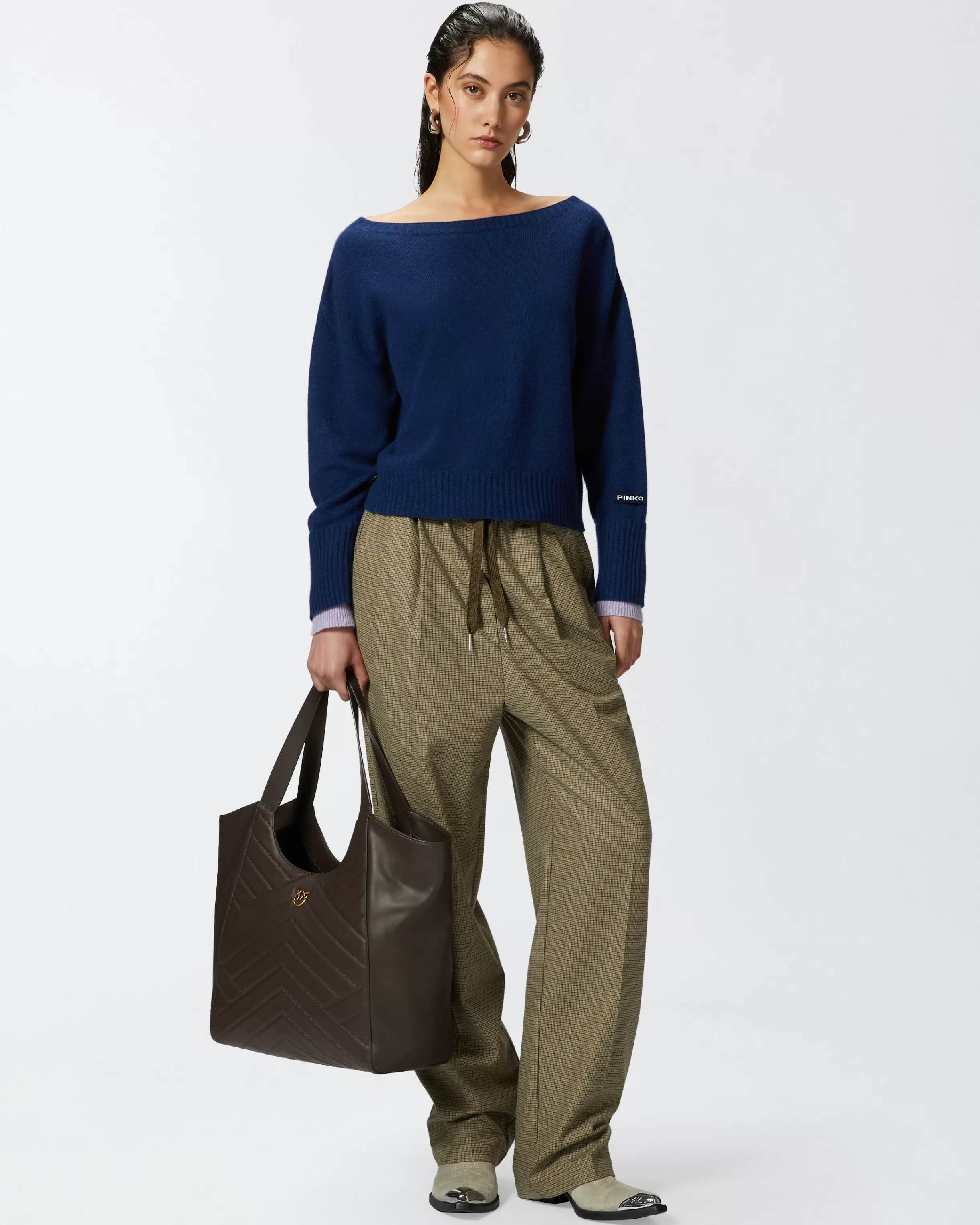 PINKO Wool and cashmere boat-neck sweater