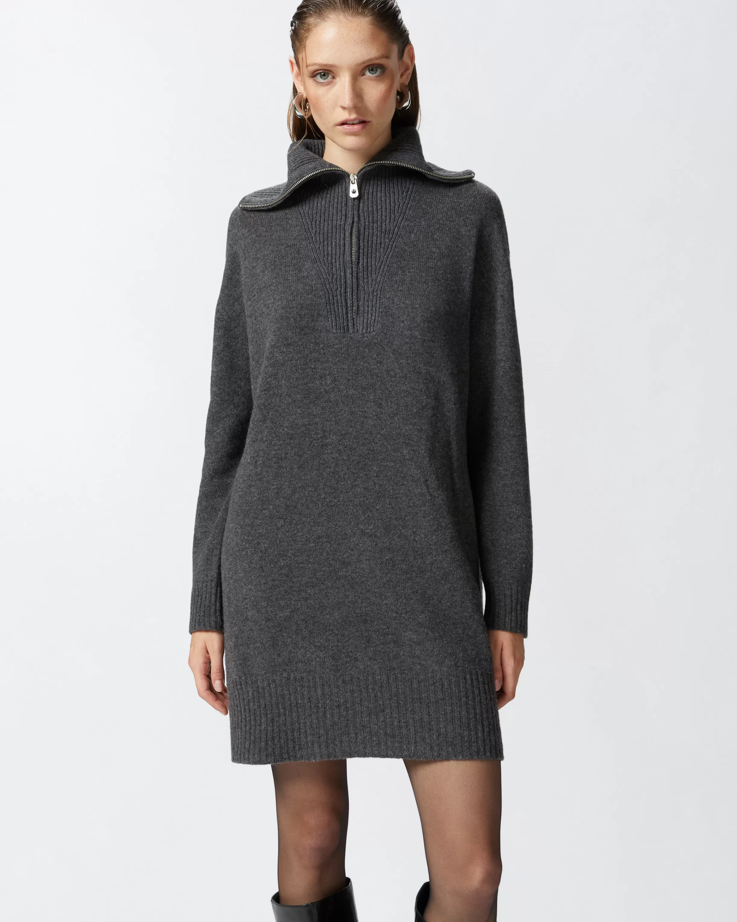 PINKO Wool and cashmere high neck mini dress