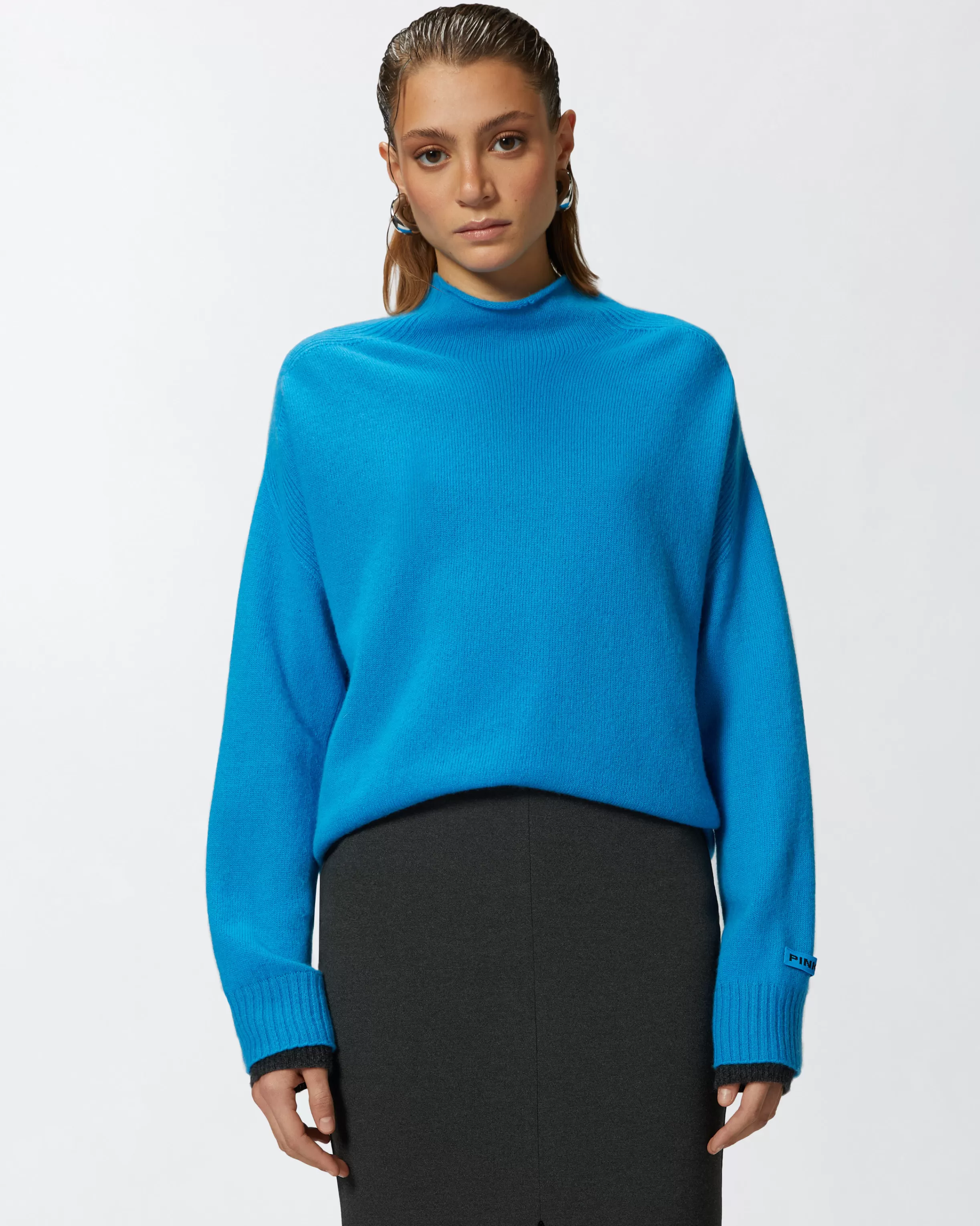 PINKO Wool and cashmere sweater with stand-up collar