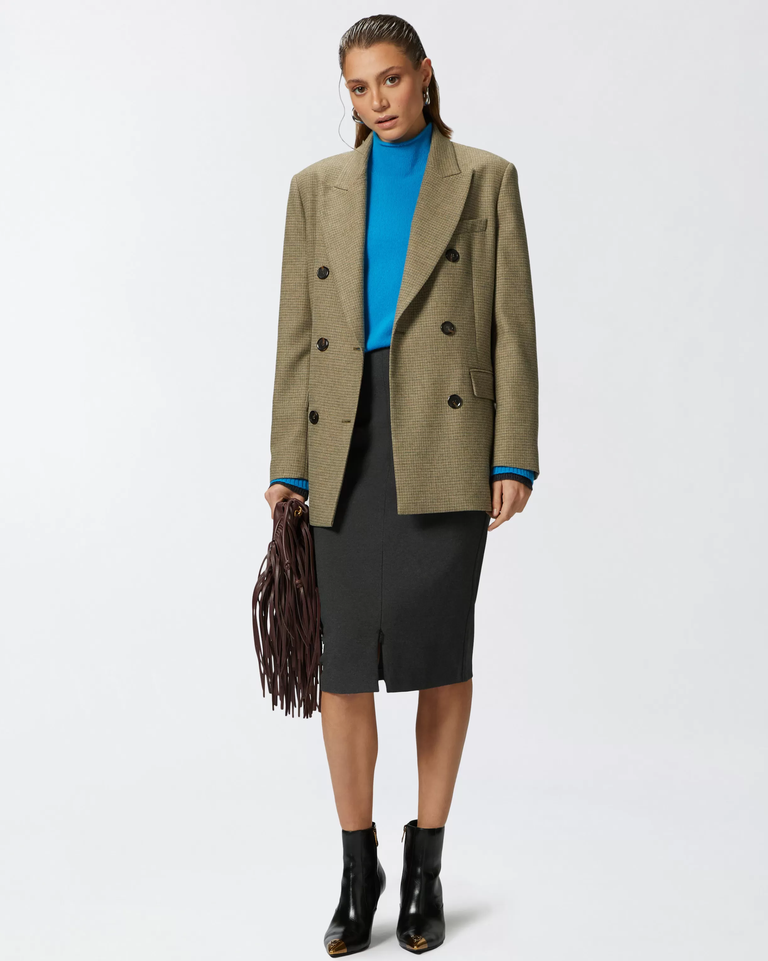 PINKO Wool and cashmere sweater with stand-up collar