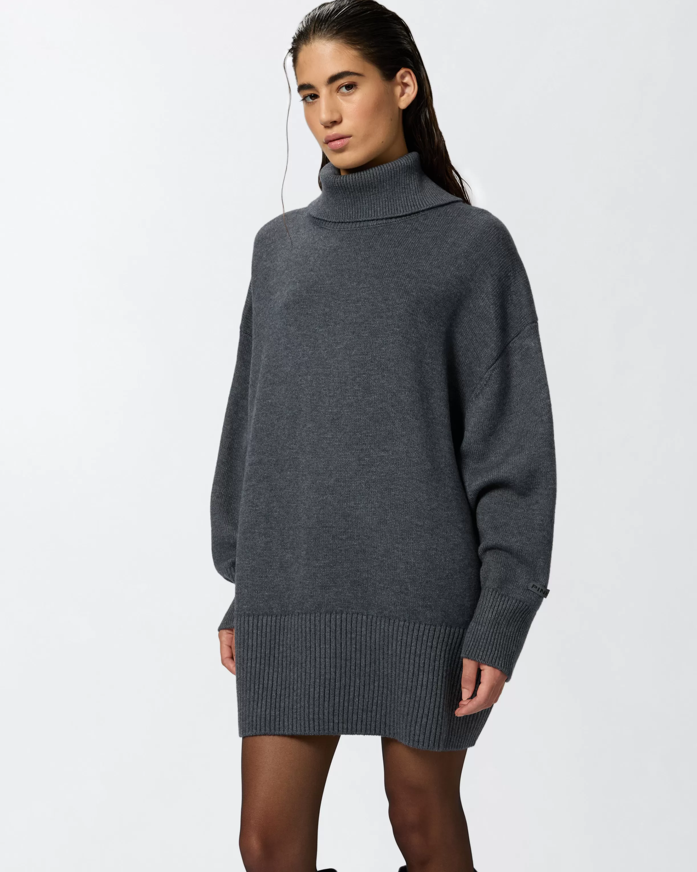 PINKO Wool mini dress with high neck