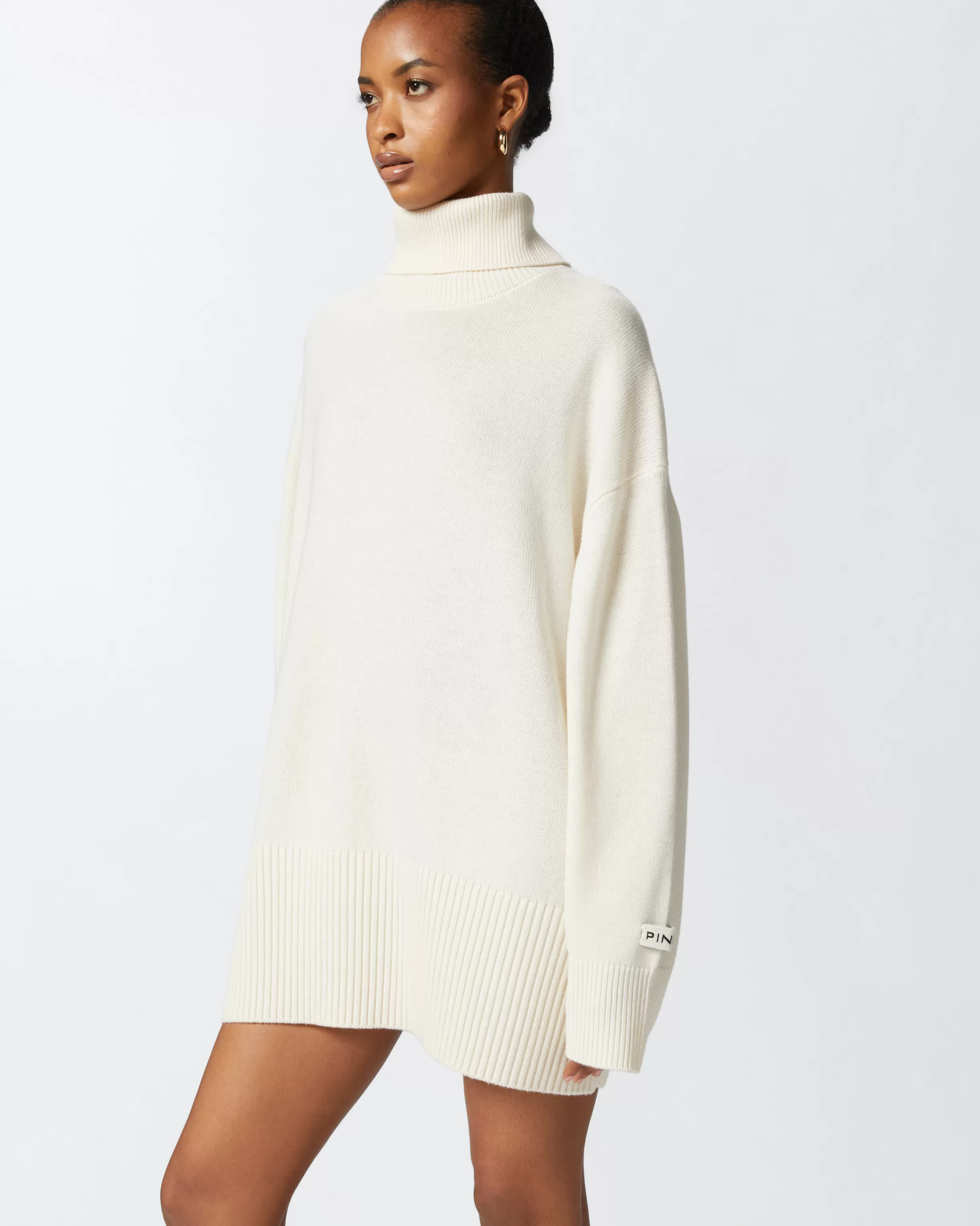 PINKO Wool mini dress with high neck