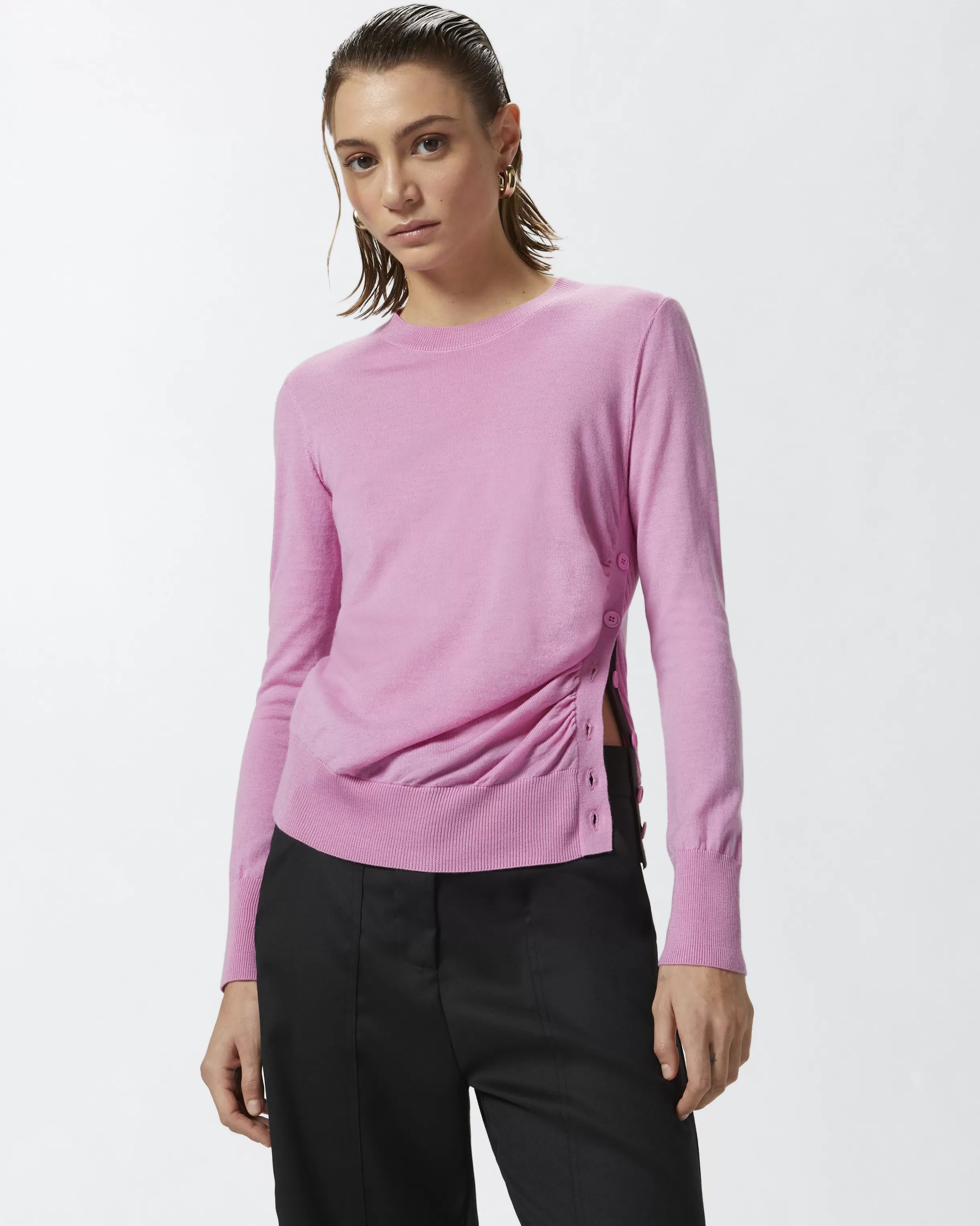 PINKO Wool sweater with side buttons