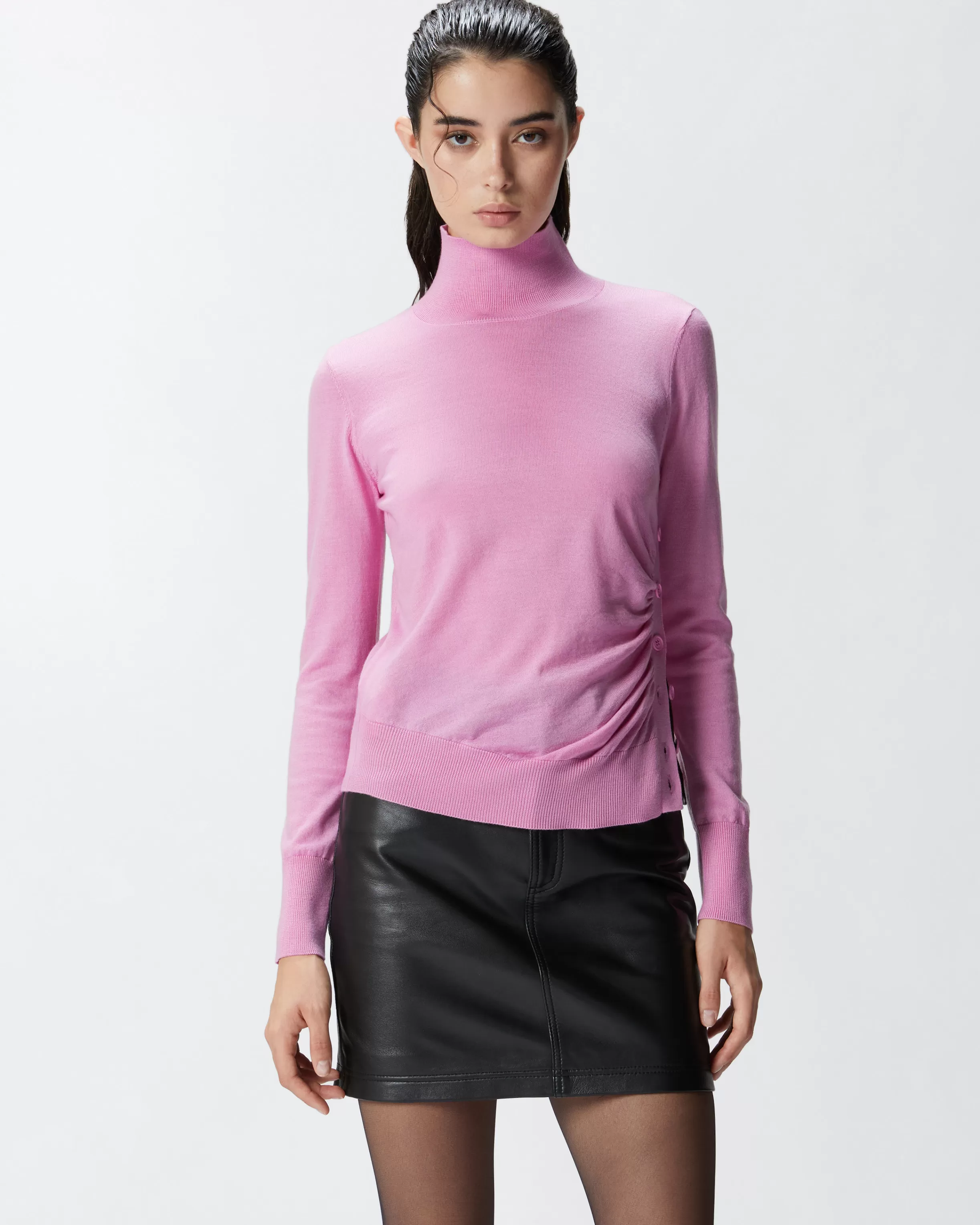 PINKO Wool turtleneck with side buttons