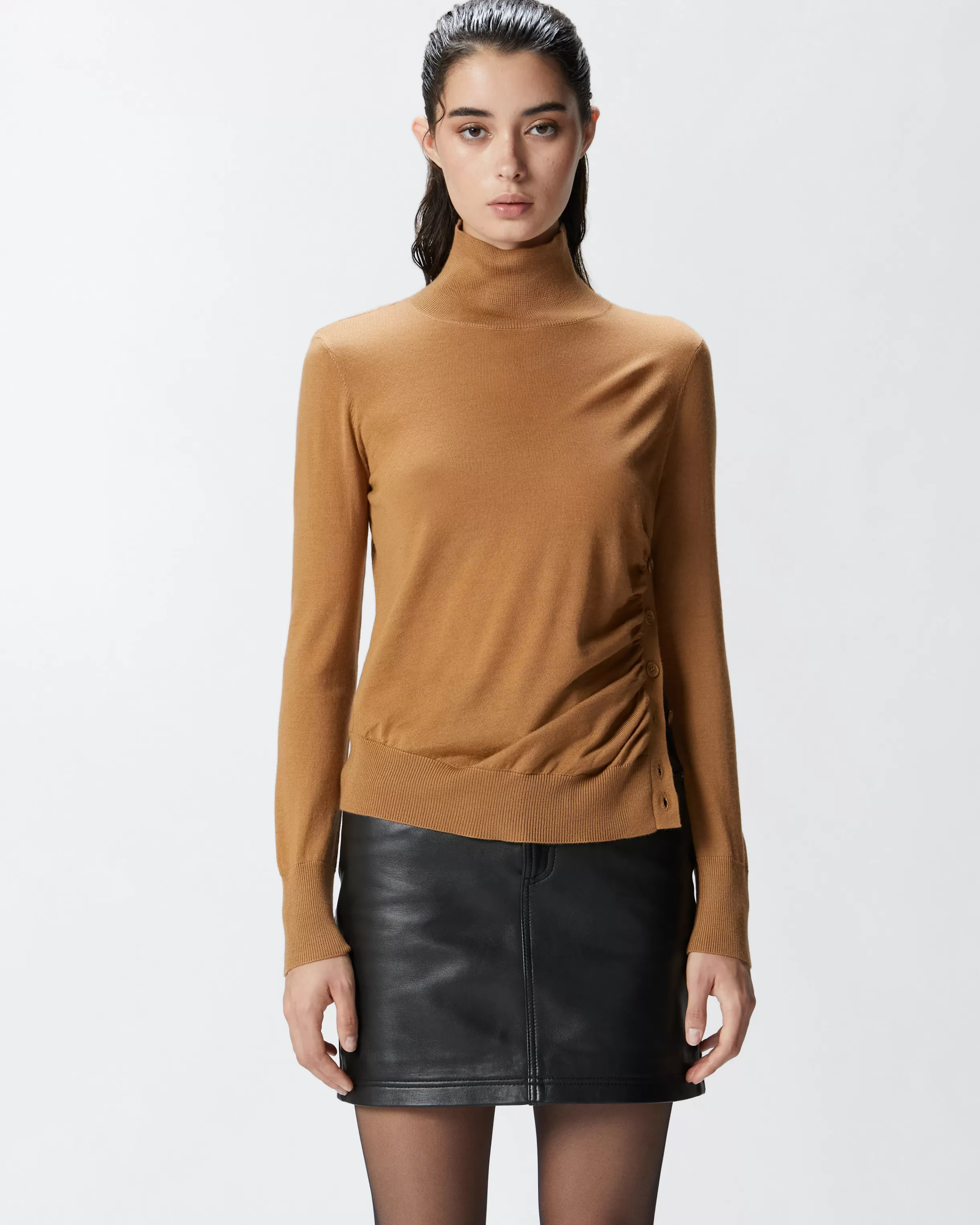 PINKO Wool turtleneck with side buttons