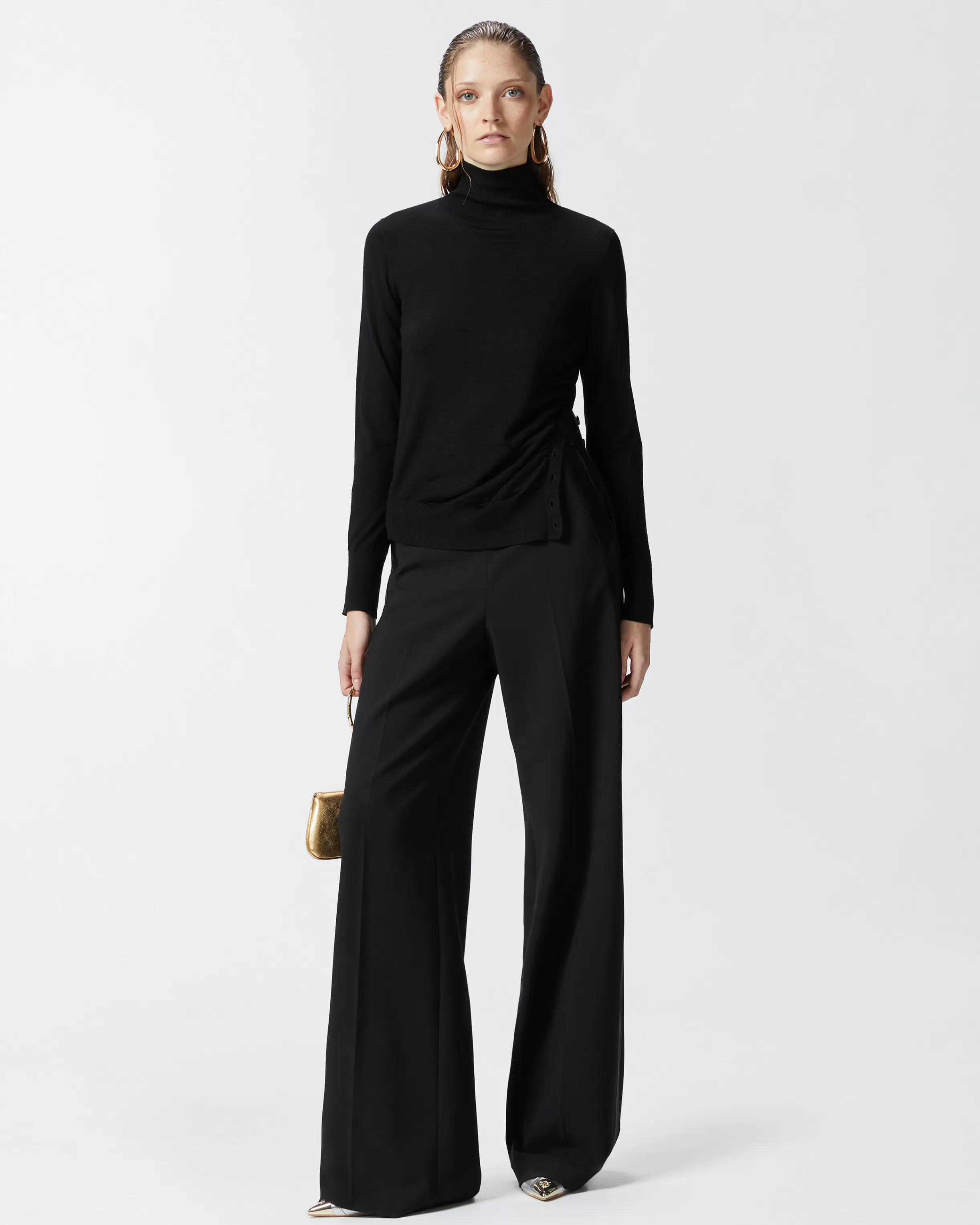 PINKO Wool turtleneck with side buttons