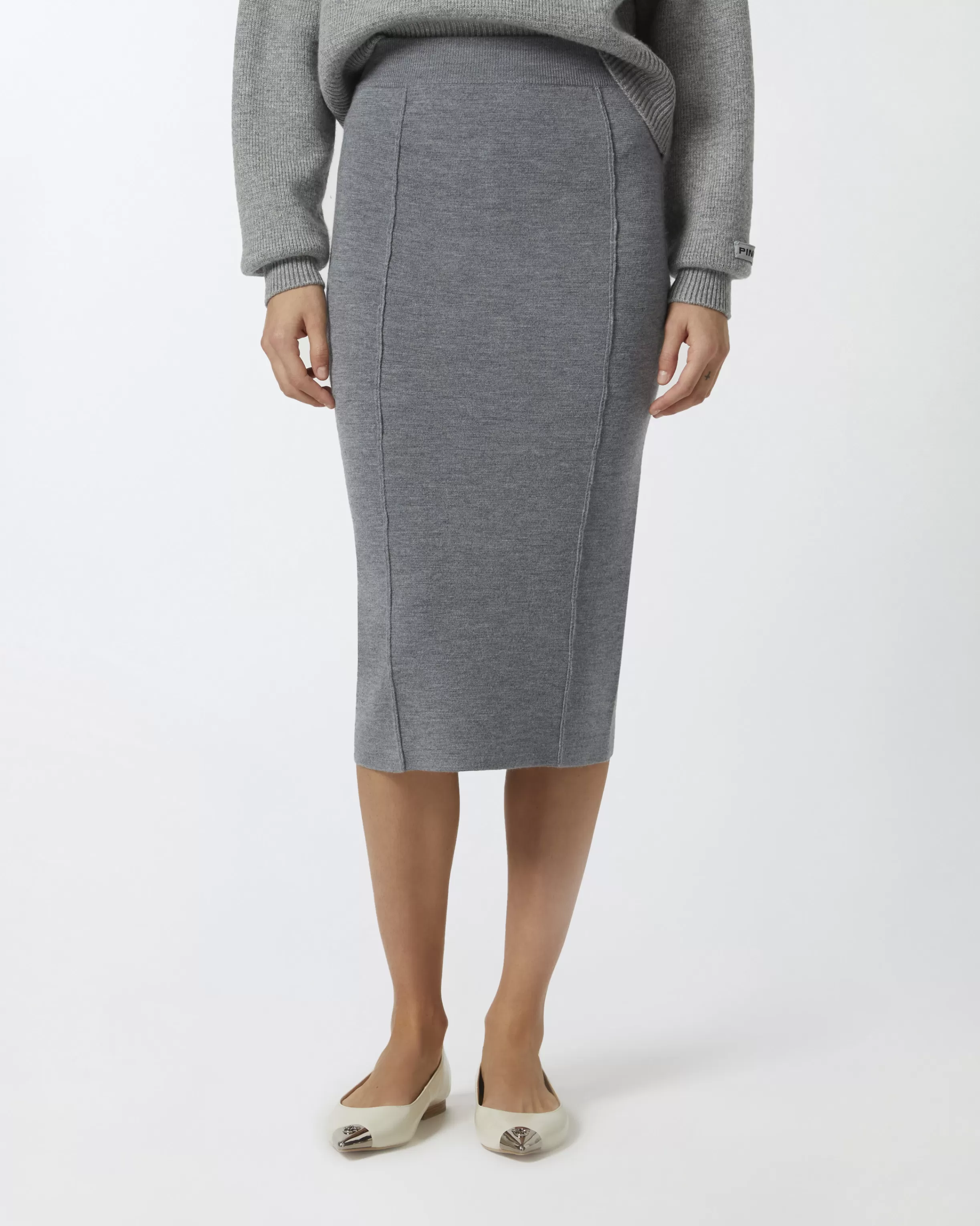 PINKO Wool-knit pencil skirt