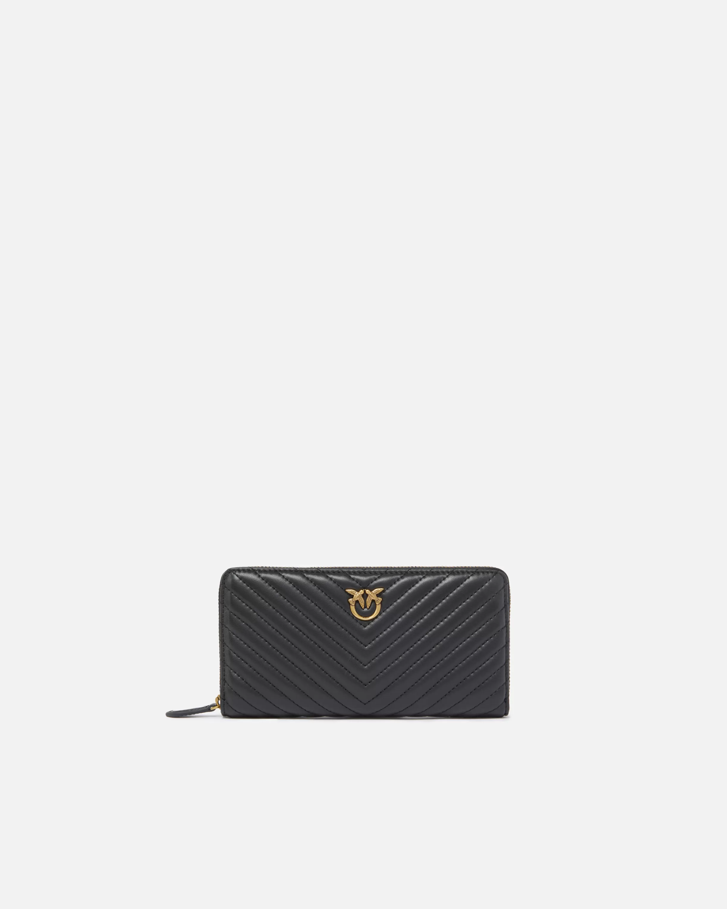 PINKO Zip-around wallet in chevron-patterned nappa leather