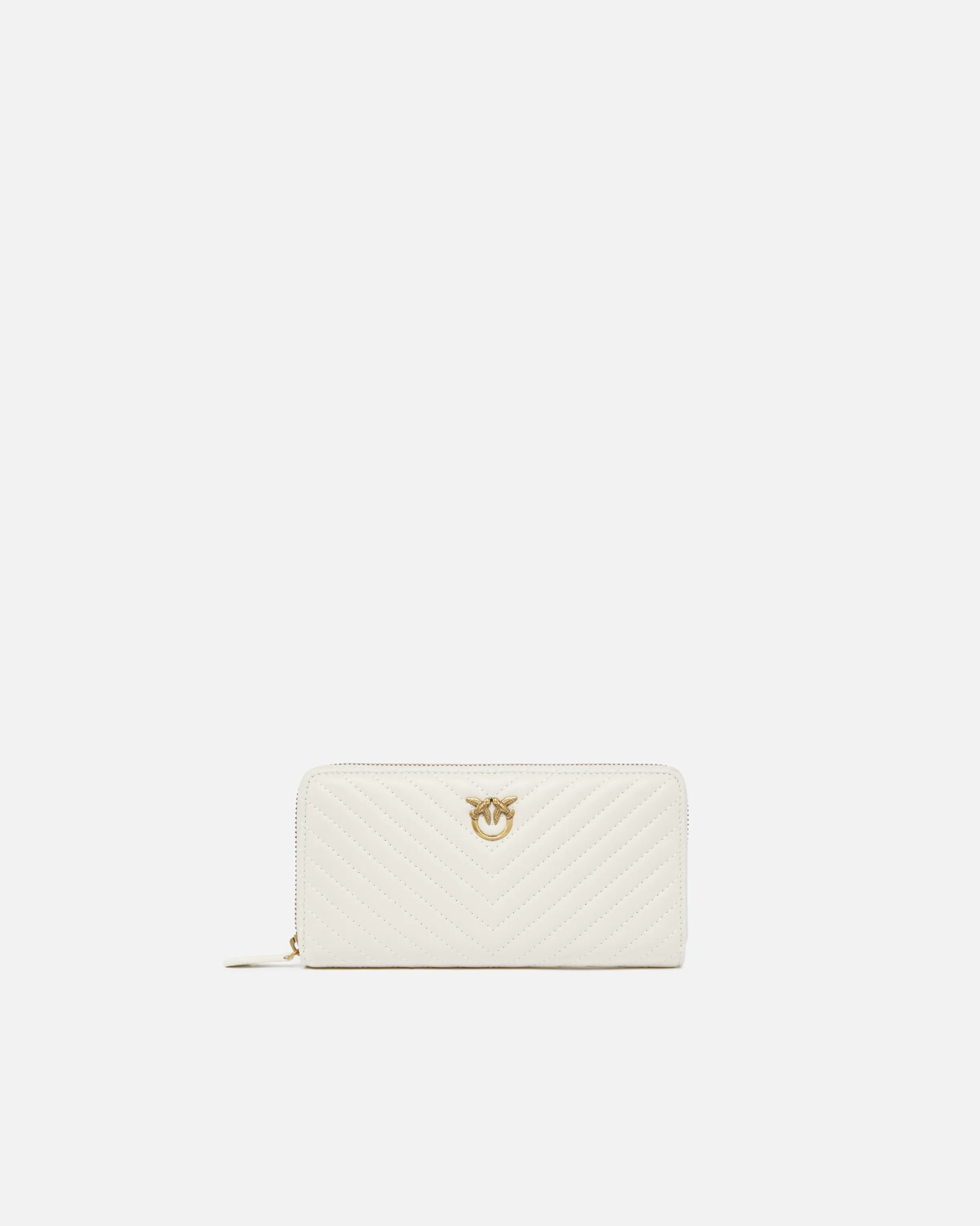 PINKO Zip-around wallet in chevron-patterned nappa leather