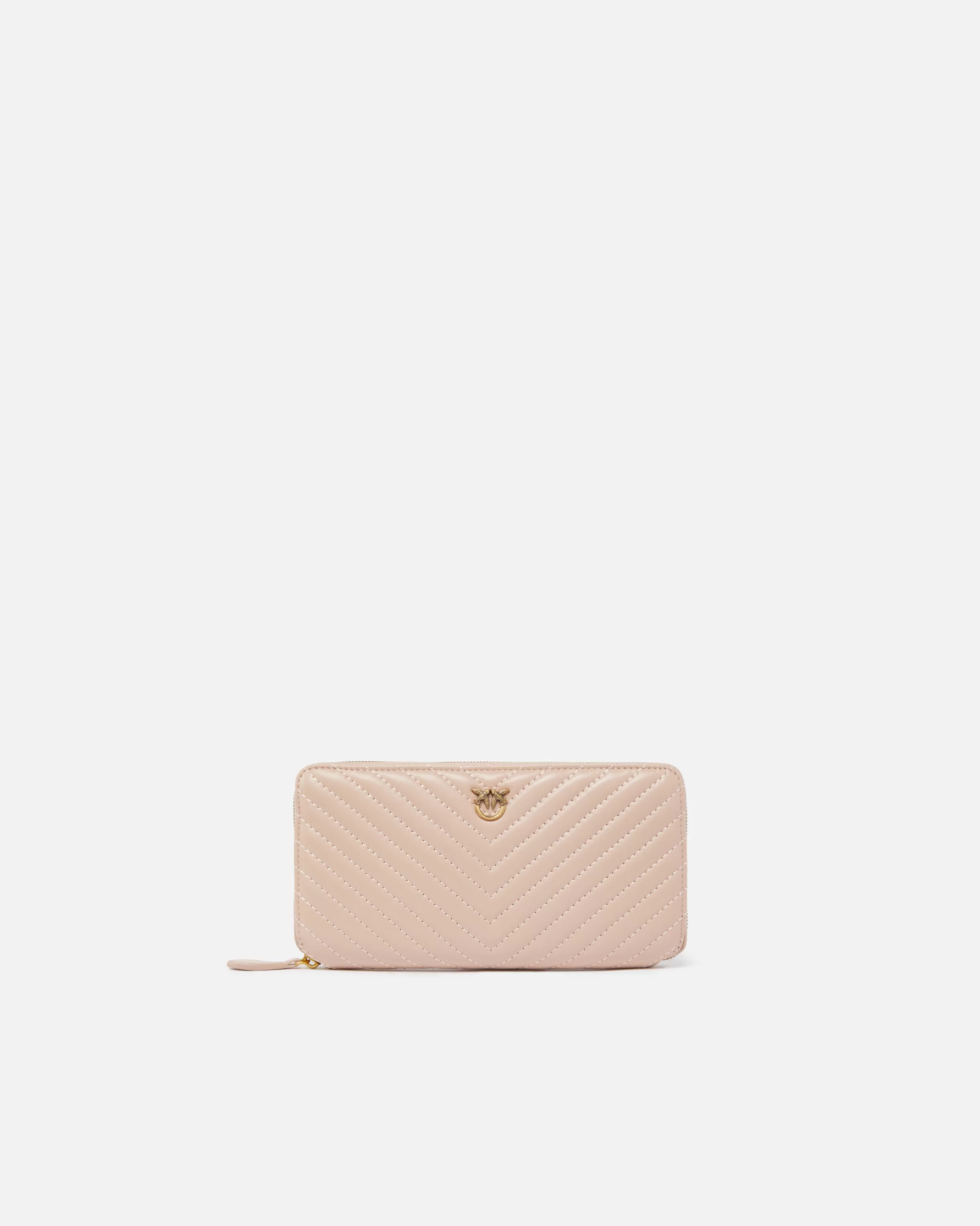 PINKO Zip-around wallet in chevron-patterned nappa leather