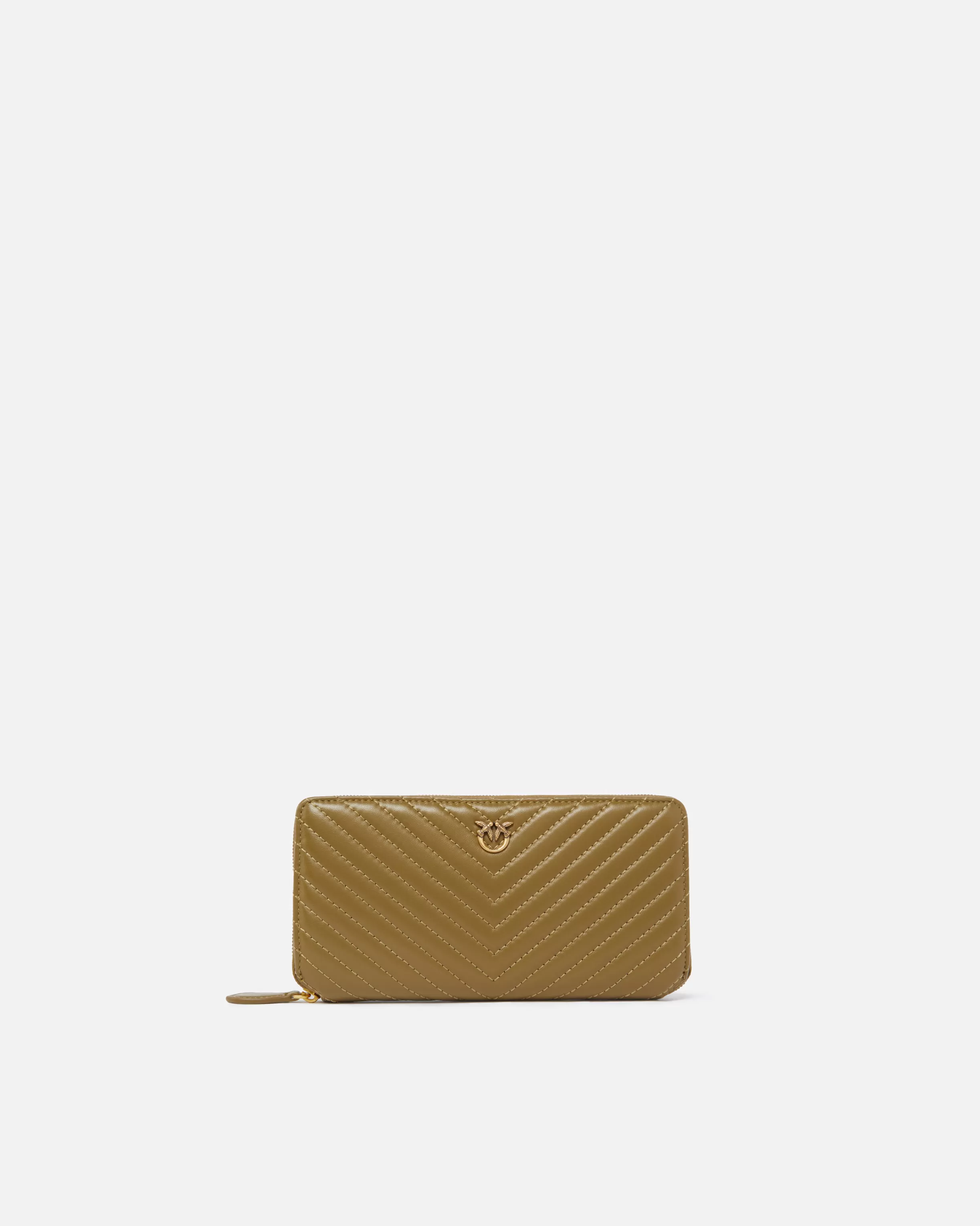 PINKO Zip-around wallet in chevron-patterned nappa leather