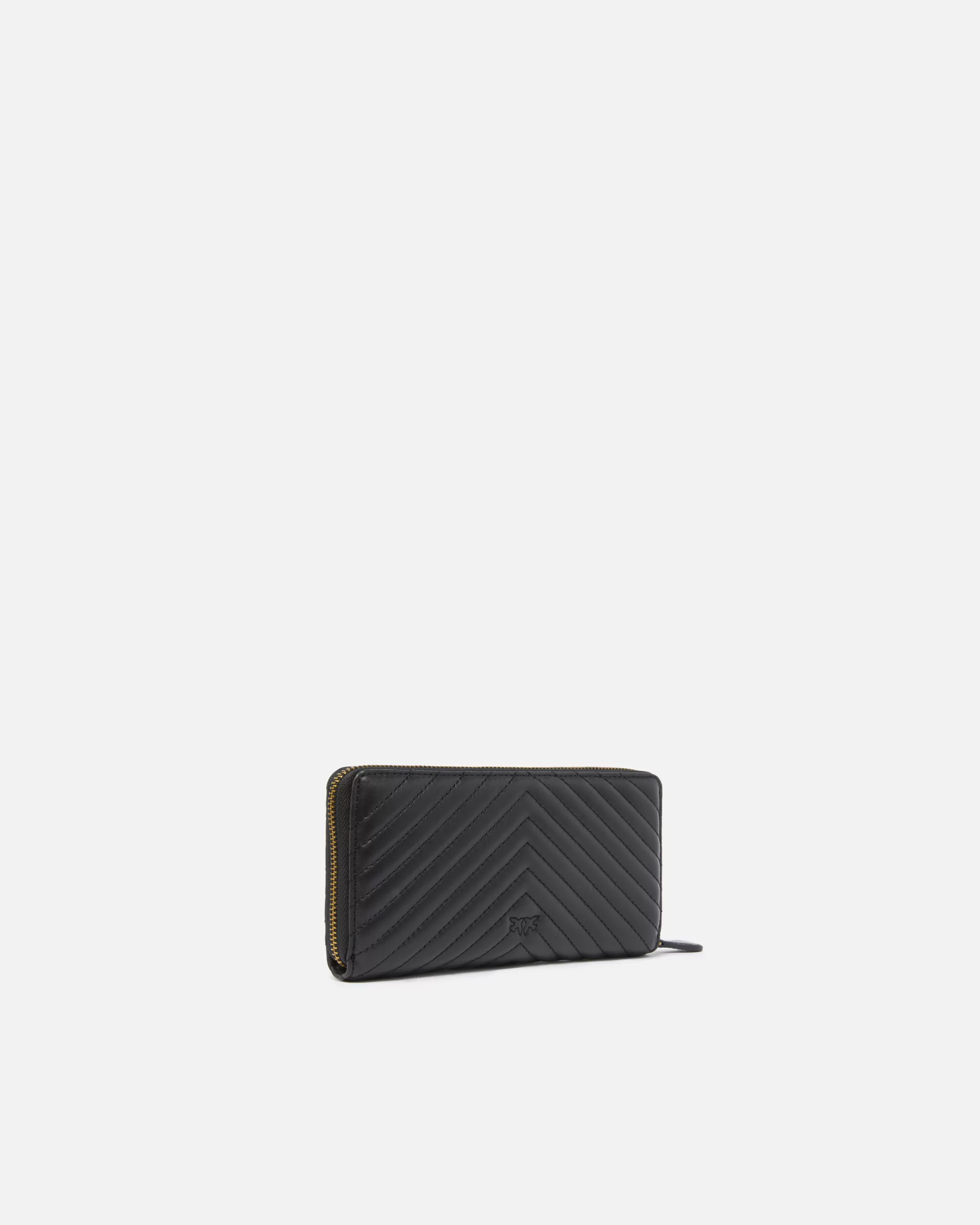 PINKO Zip-around wallet in chevron-patterned nappa leather