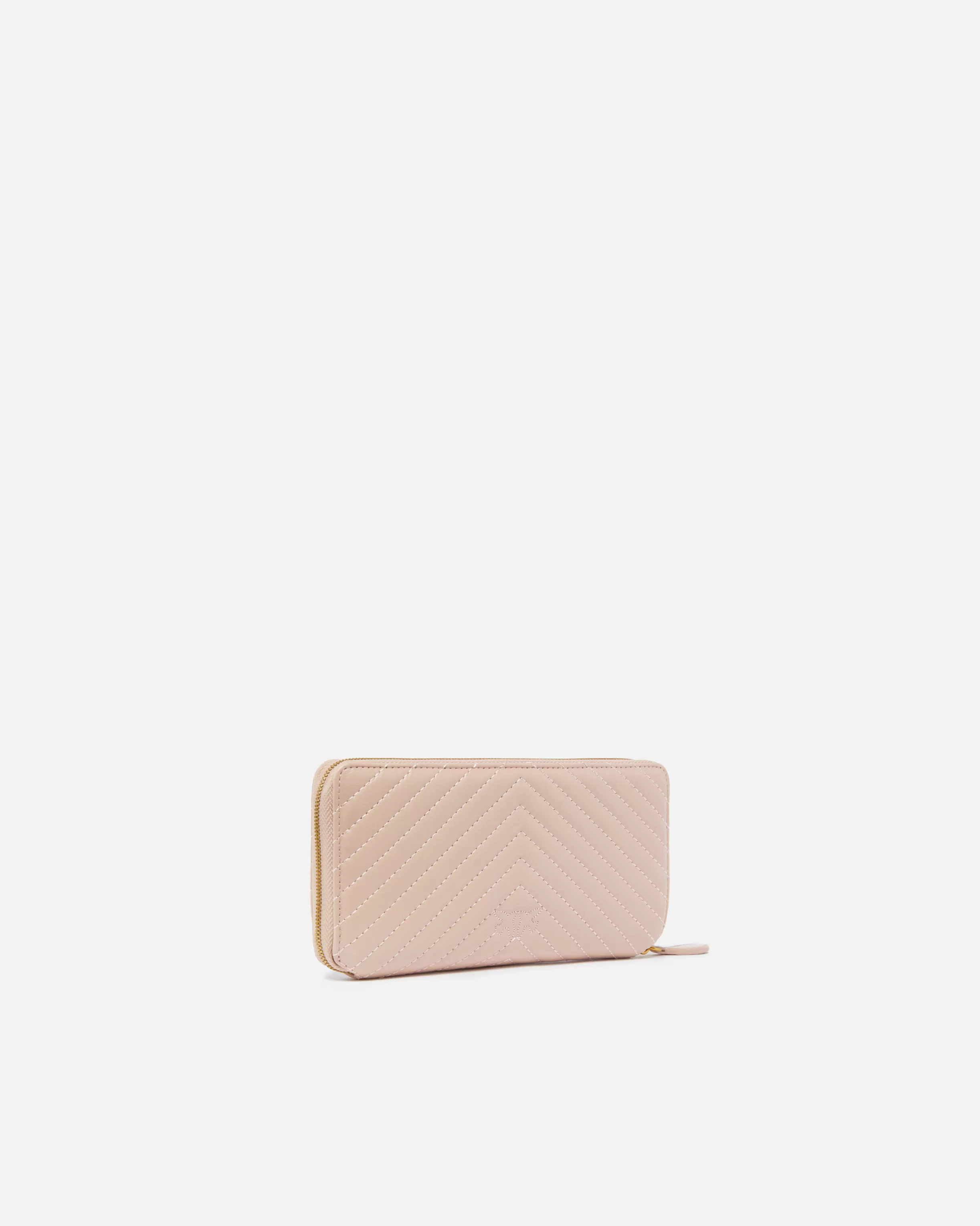 PINKO Zip-around wallet in chevron-patterned nappa leather