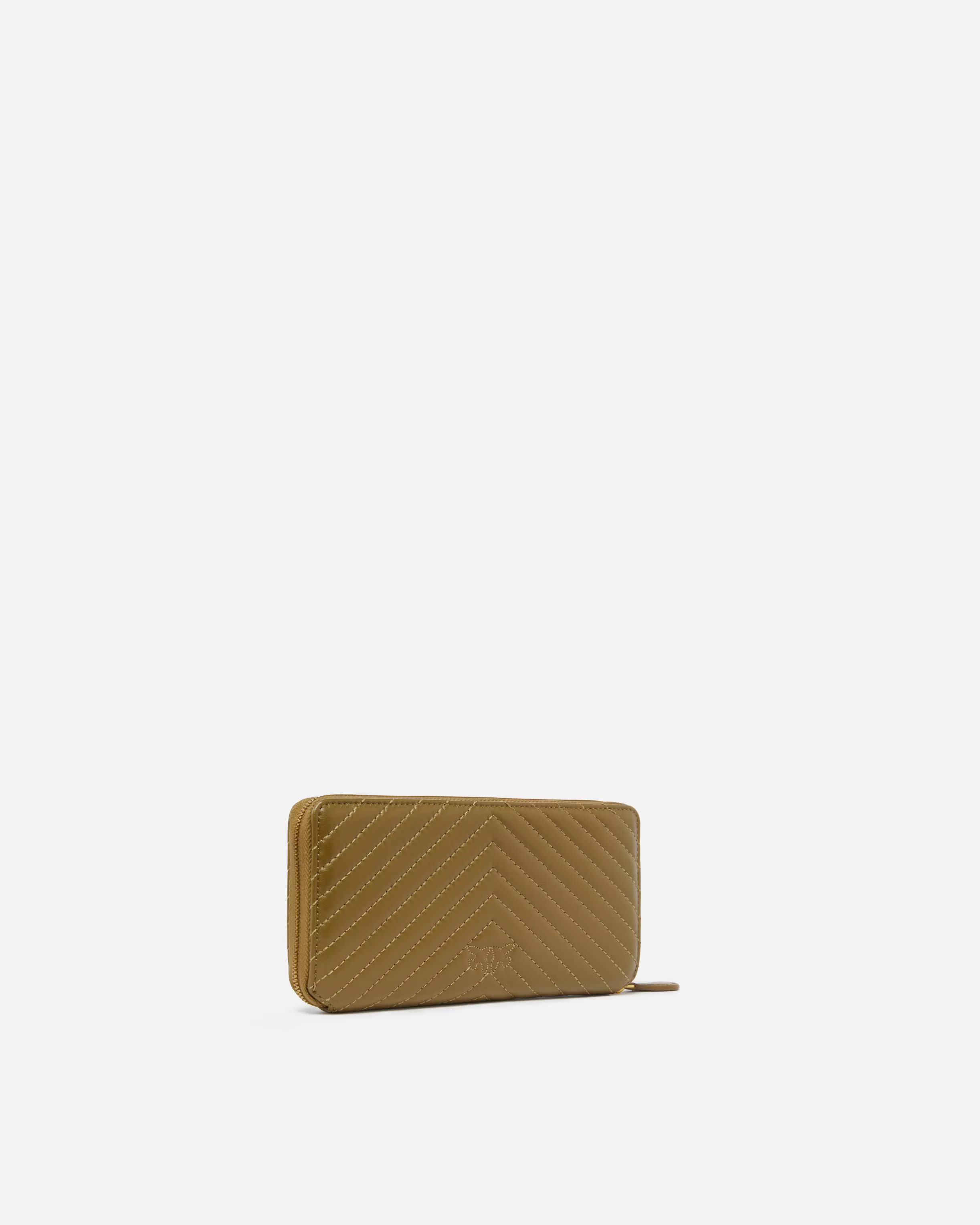 PINKO Zip-around wallet in chevron-patterned nappa leather