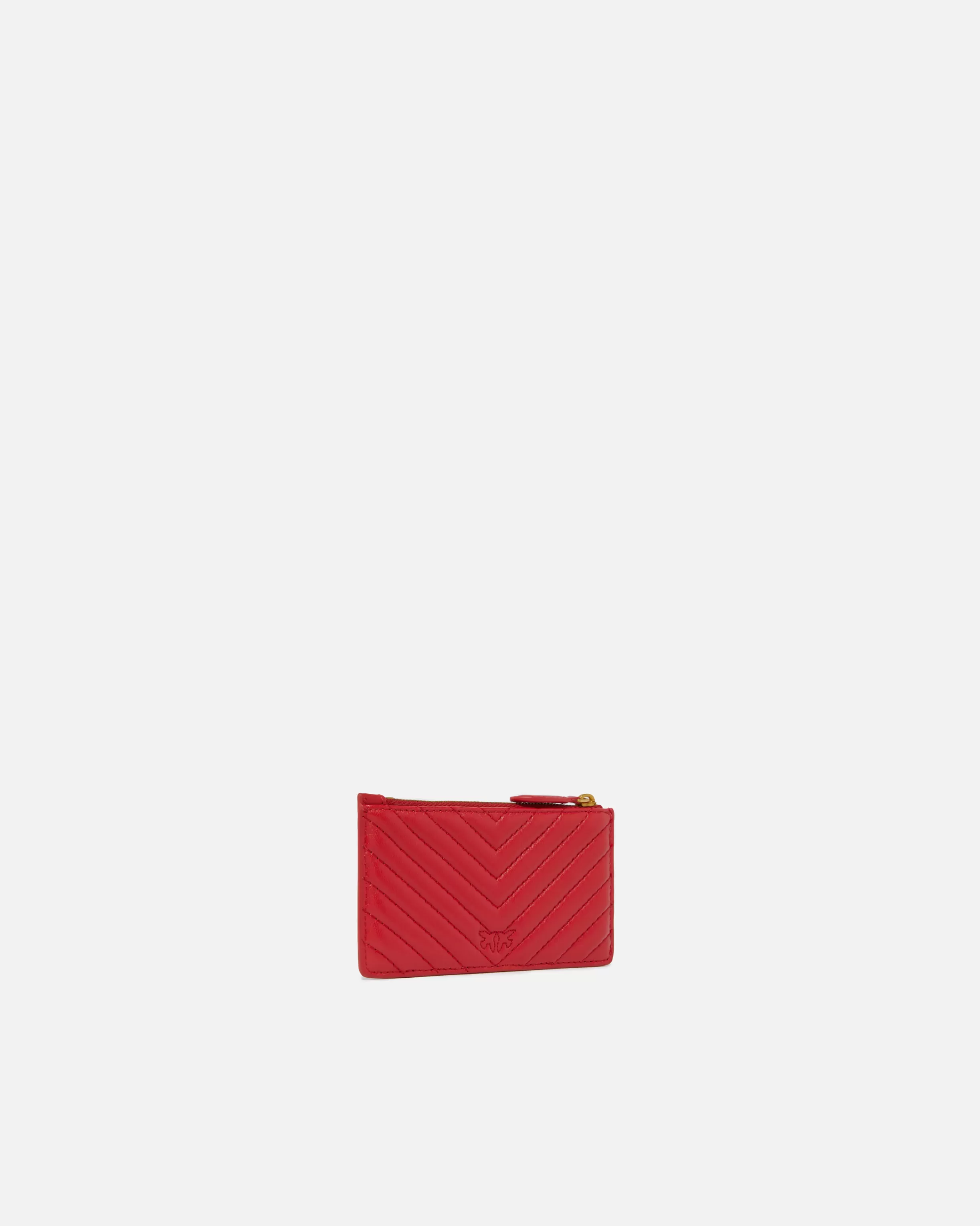 PINKO Zipped chevron-patterned card holder